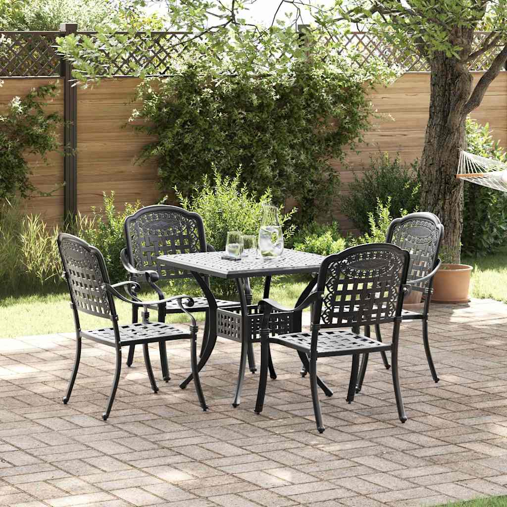 Tuinset 5 pcs Zwart Gegoten aluminium