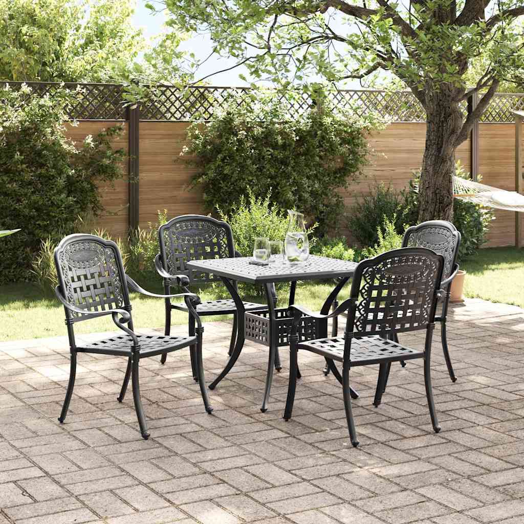 Tuinset 5 pcs Zwart Gegoten aluminium