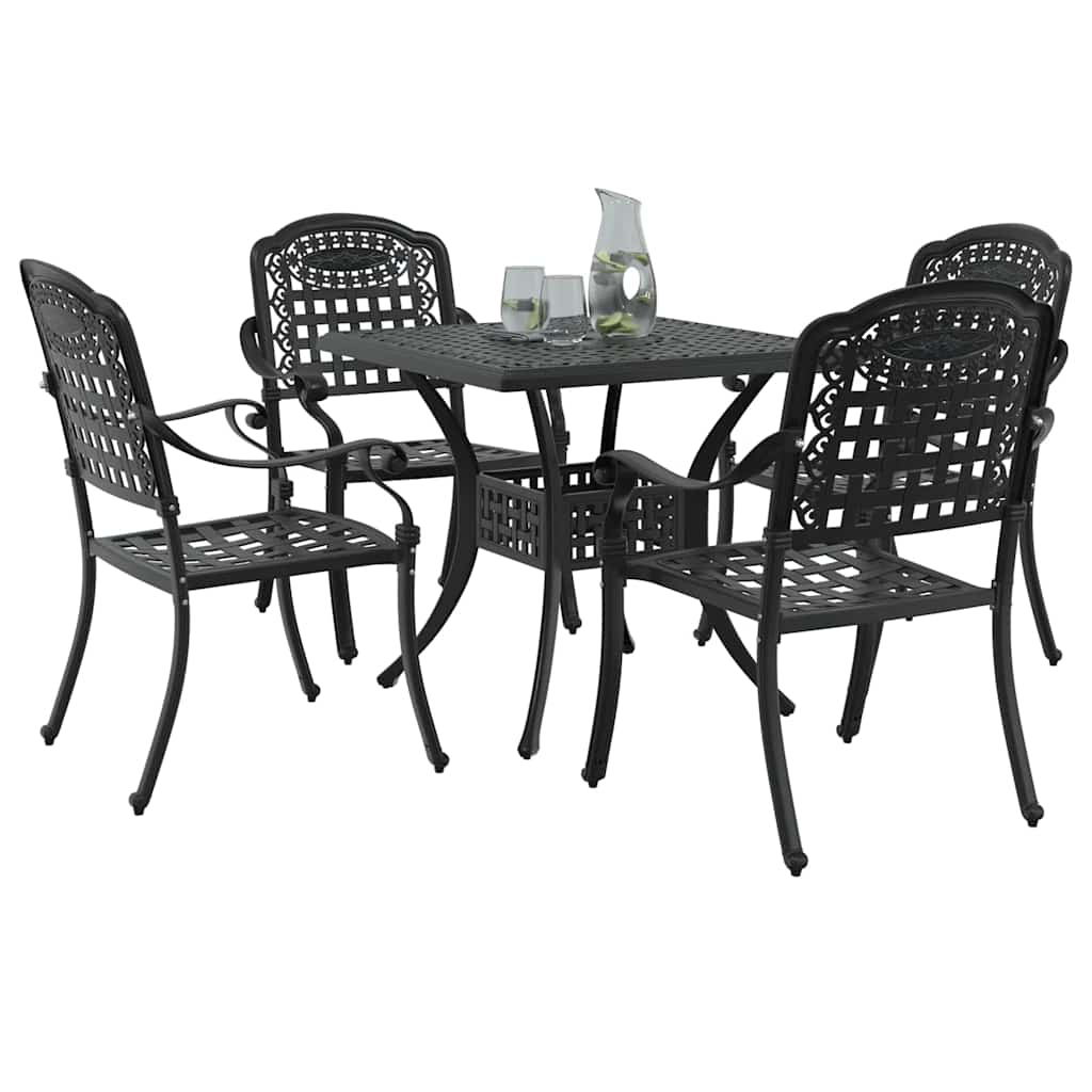 Tuinset 5 pcs Zwart Gegoten aluminium