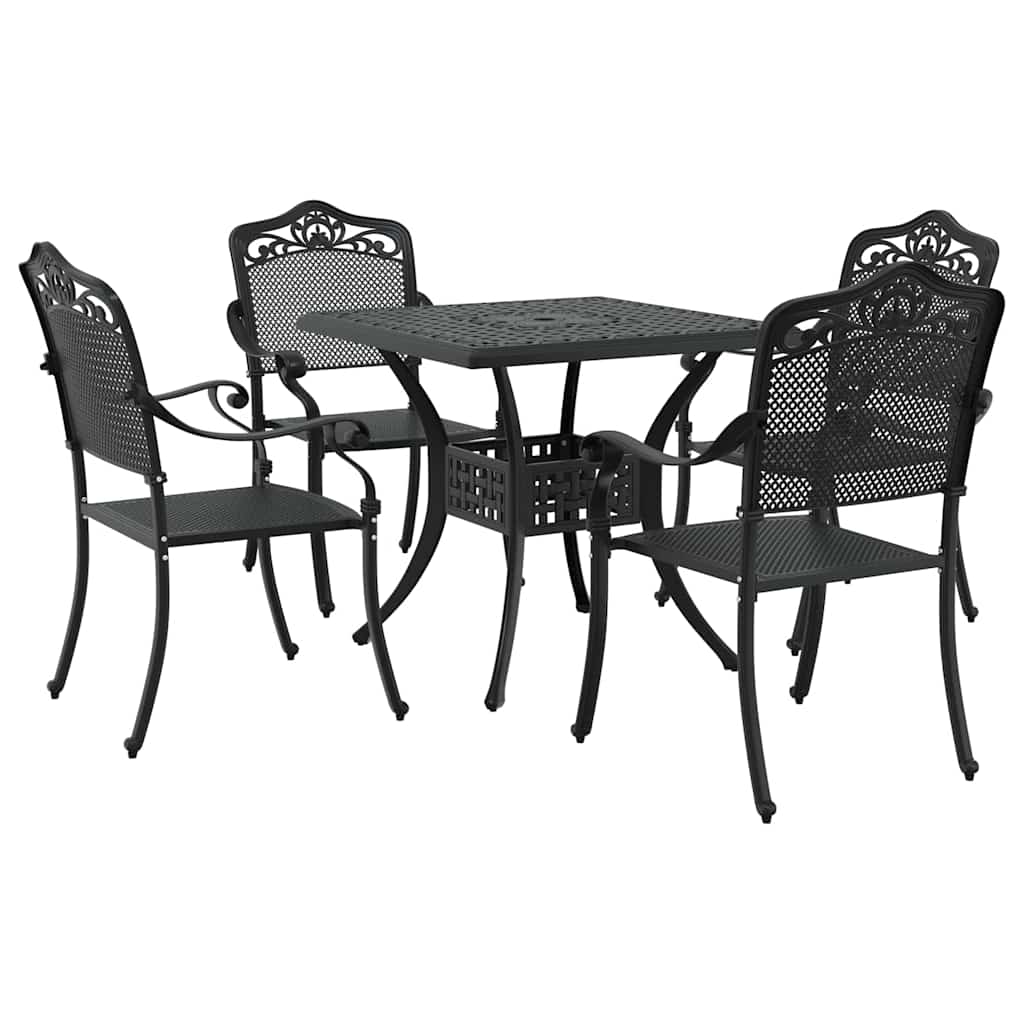 Tuinset 5 pcs Zwart Gegoten aluminium