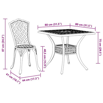 Tuinset 3 Pcs Gegoten Aluminium 2-zits