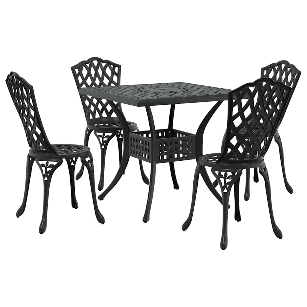 Tuinset 5 pcs Zwart Gegoten aluminium