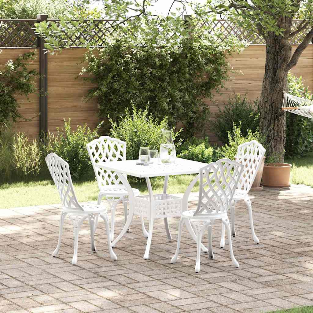 Tuinset 5 pcs Wit Gegoten aluminium