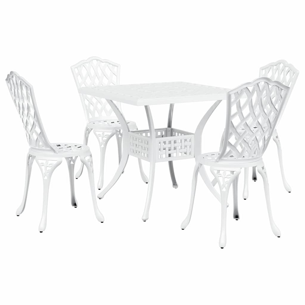 Tuinset 5 pcs Wit Gegoten aluminium