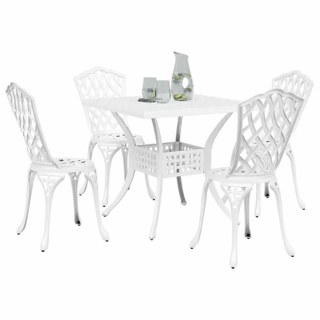 Tuinset 5 pcs Wit Gegoten aluminium
