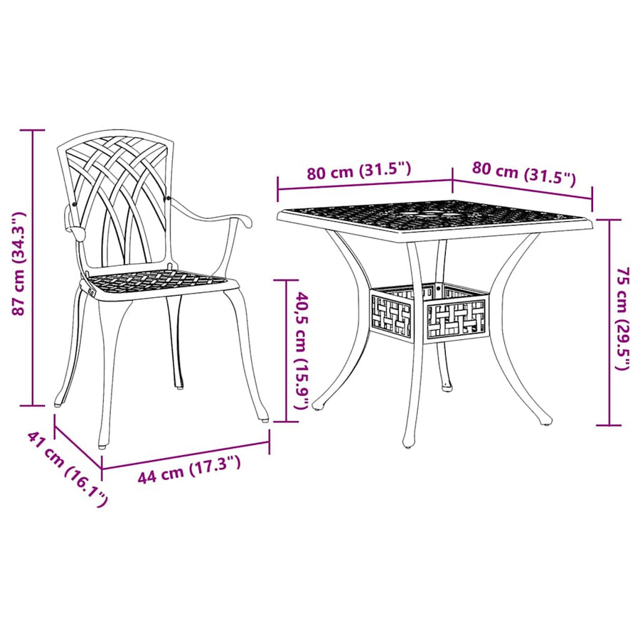 Tuinset 3 Pcs Gegoten Aluminium 2-zits