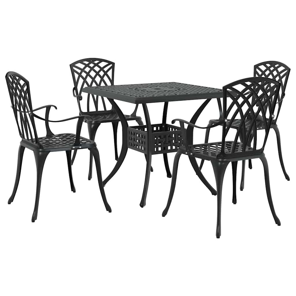 Tuinset 5 pcs Zwart Gegoten aluminium