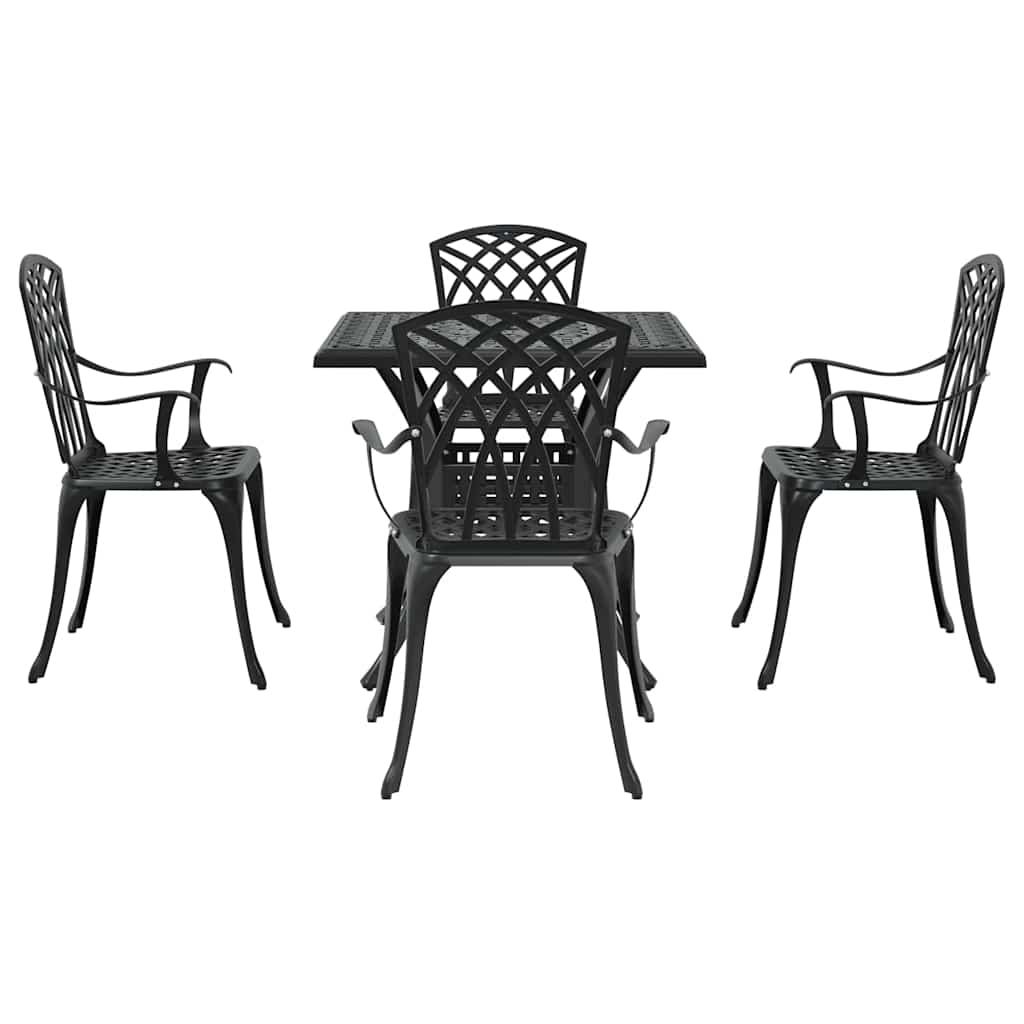 Tuinset 5 pcs Zwart Gegoten aluminium