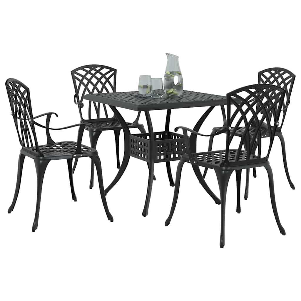 Tuinset 5 pcs Zwart Gegoten aluminium
