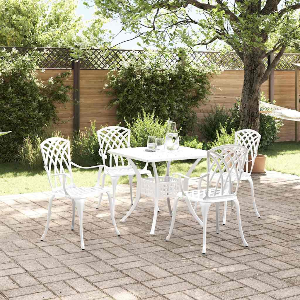 Tuinset 5 pcs Wit Gegoten aluminium