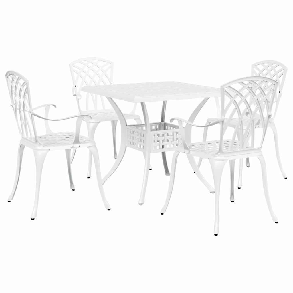 Tuinset 5 pcs Wit Gegoten aluminium