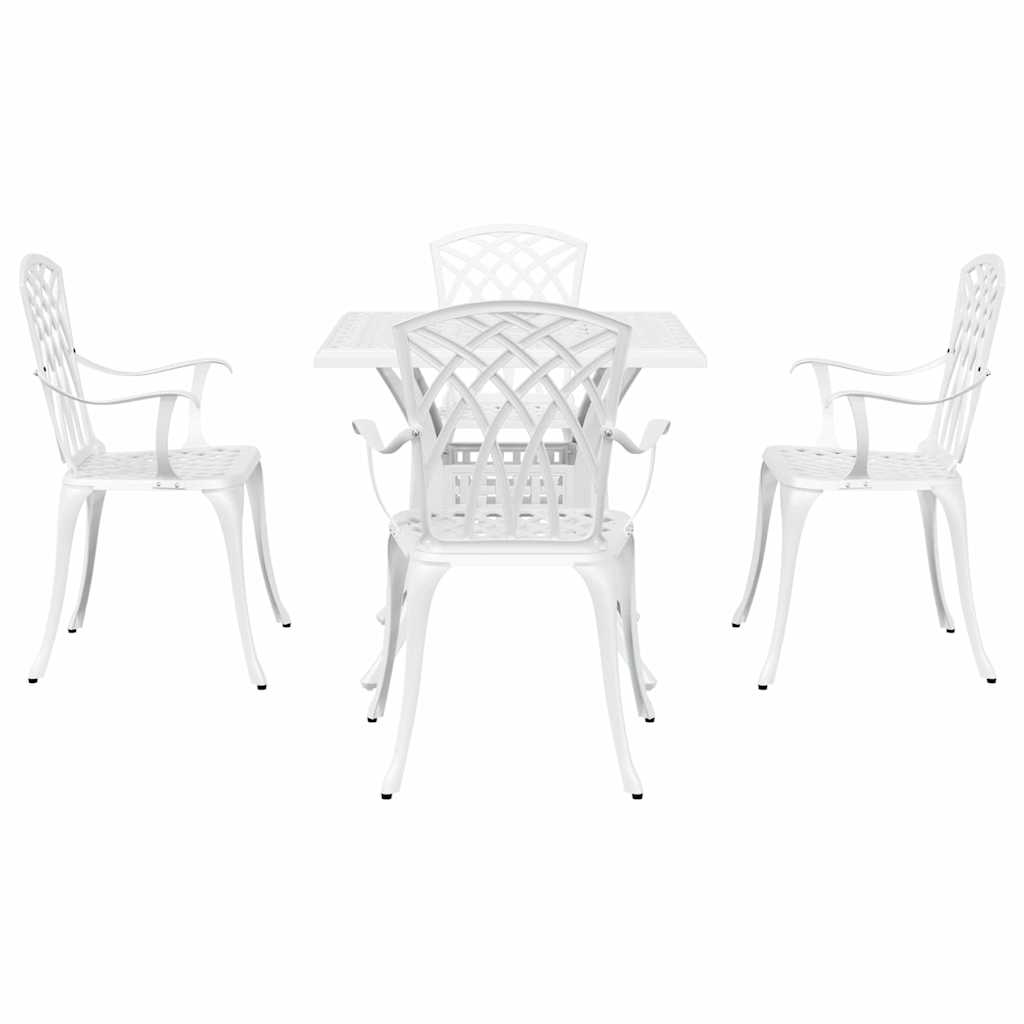 Tuinset 5 pcs Wit Gegoten aluminium