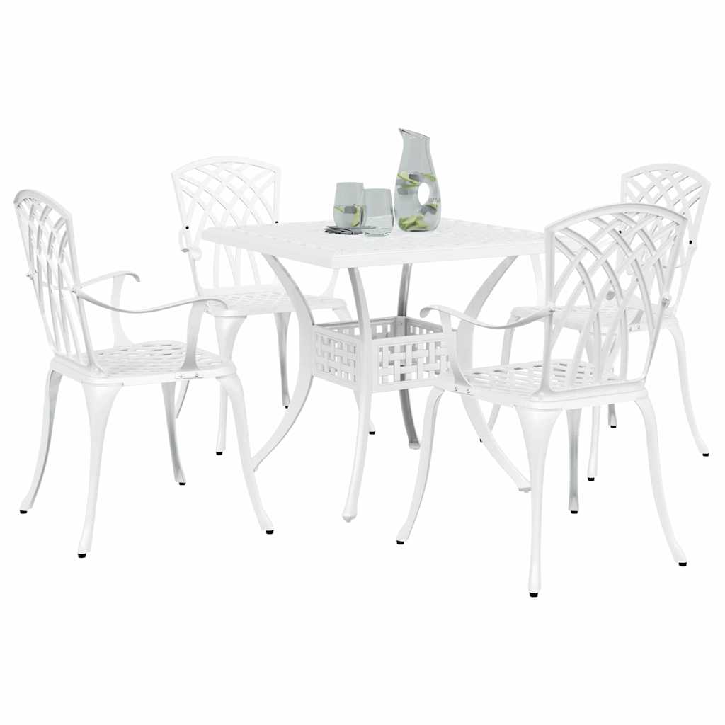 Tuinset 5 pcs Wit Gegoten aluminium