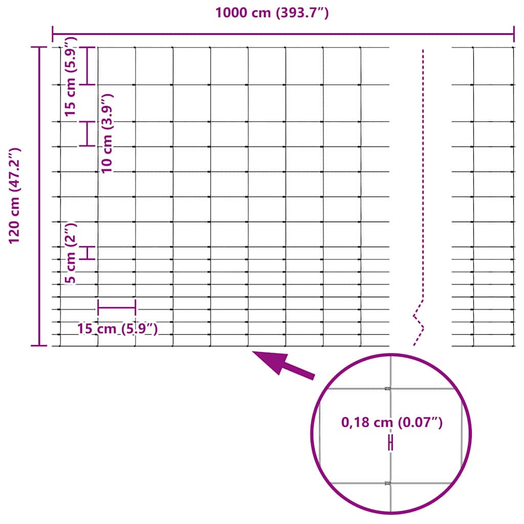 Wilde Hek Warm Verzinkt 1000 x 120 x 0.18 cm IJzer