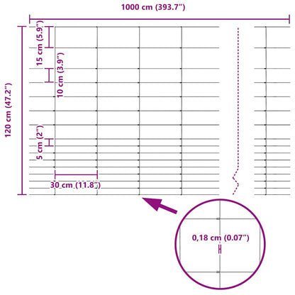 Wilde Hek Warm Verzinkt 1000 x 120 x 0,18 cm IJzer