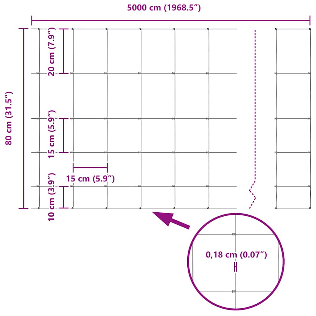 Weidehekwerk Zilver 50 x 0,8 m Gegalvaniseerd staal