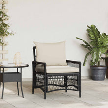 Tuinstoel Met Kussen 73 X 61 X 77 Cm Poly Rattan Zwart en crèmewit