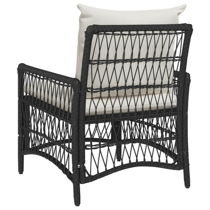 Tuinstoel Met Kussen 73 X 61 X 77 Cm Poly Rattan Zwart en crèmewit