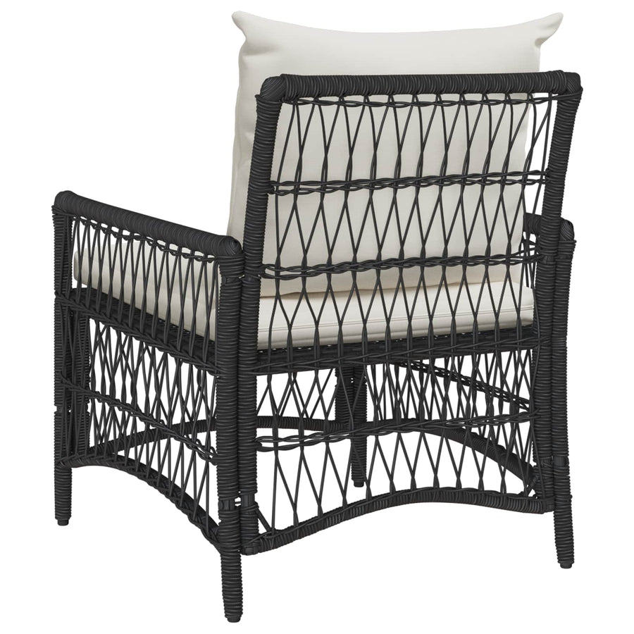 Tuinstoel Met Kussen 73 X 61 X 77 Cm Poly Rattan Zwart en crèmewit