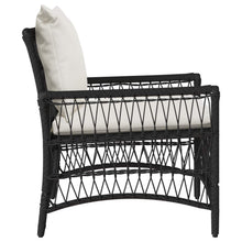 Tuinstoel Met Kussen 73 X 61 X 77 Cm Poly Rattan Zwart en crèmewit