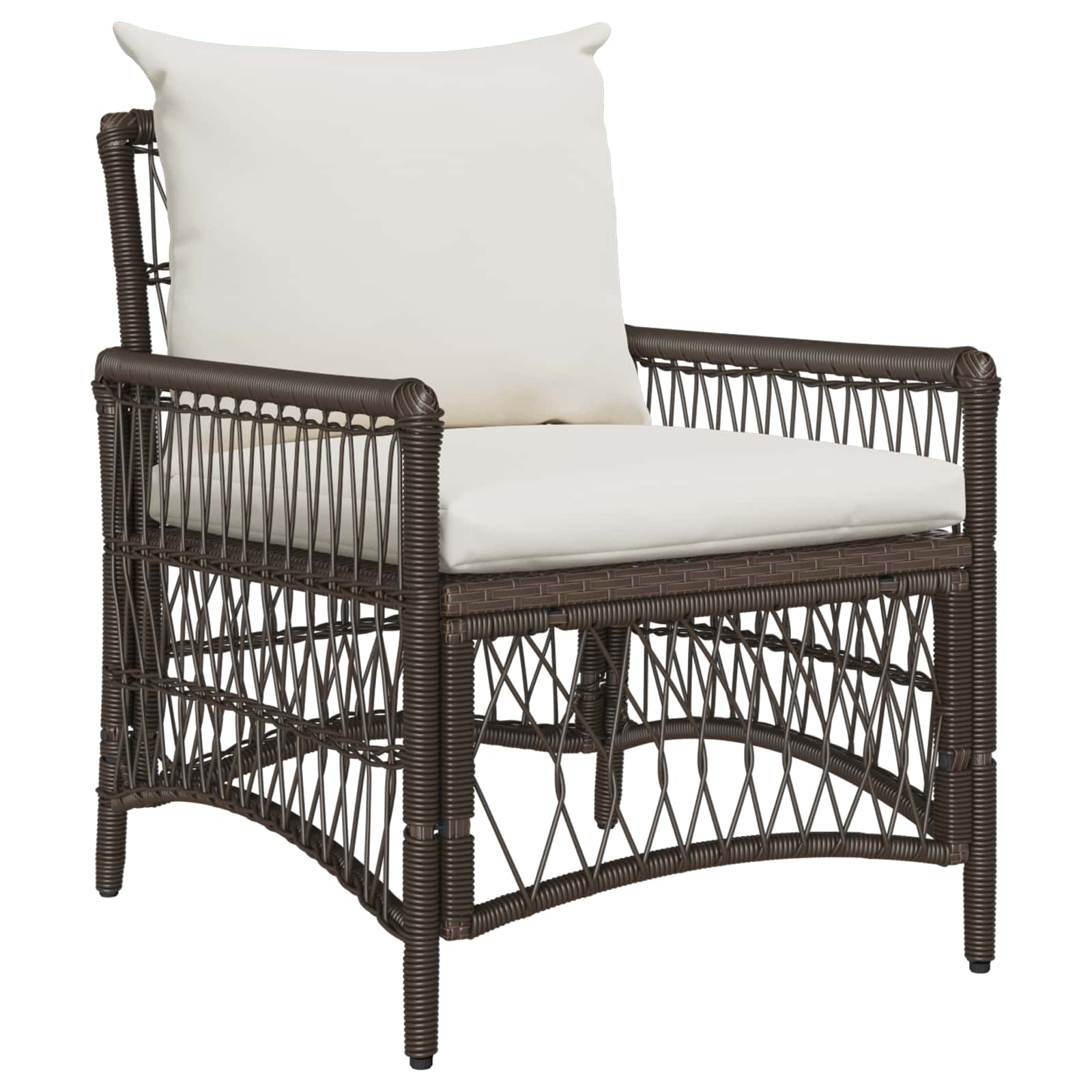 Tuinstoel met kussen Bruin 73 x 61 x 77 cm poly rattan