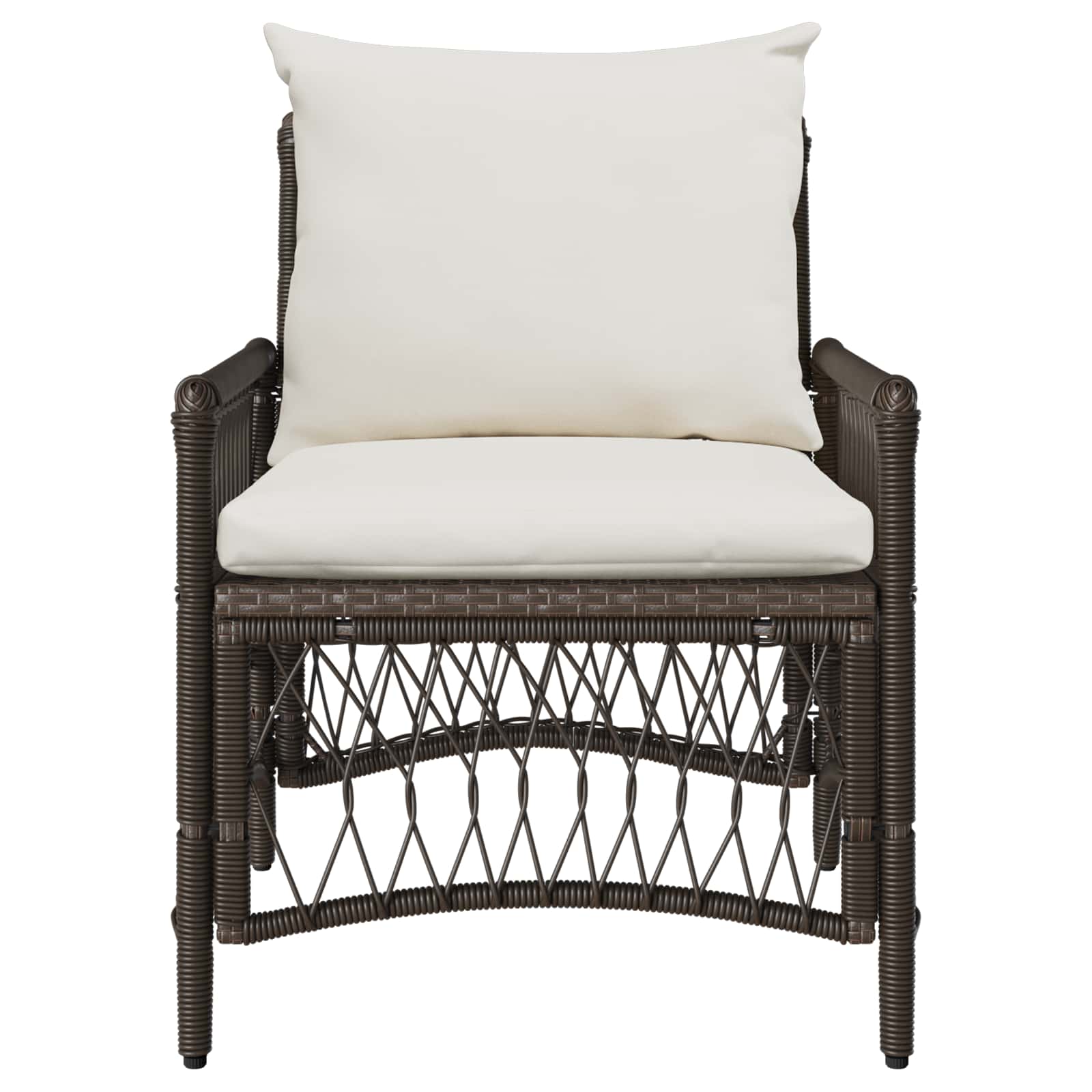 Tuinstoel met kussen Bruin 73 x 61 x 77 cm poly rattan