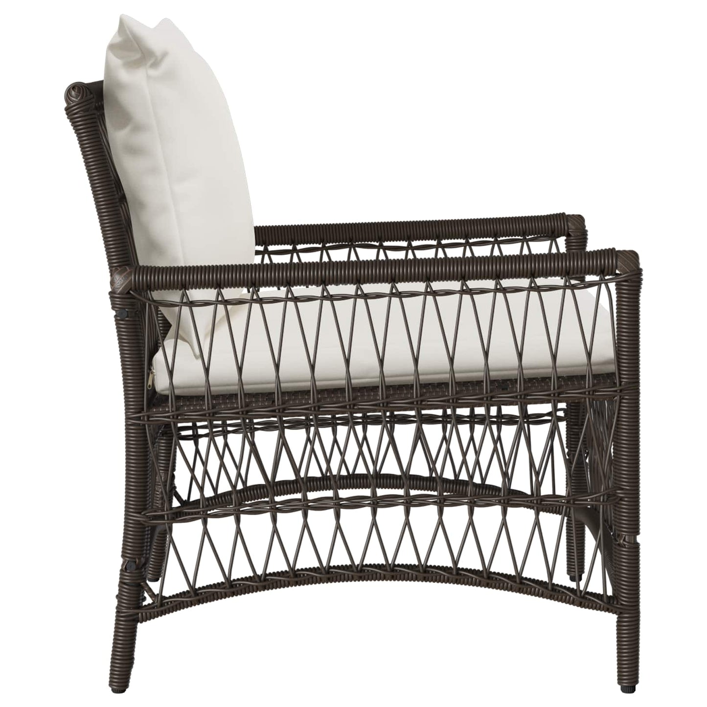 Tuinstoel met kussen Bruin 73 x 61 x 77 cm poly rattan