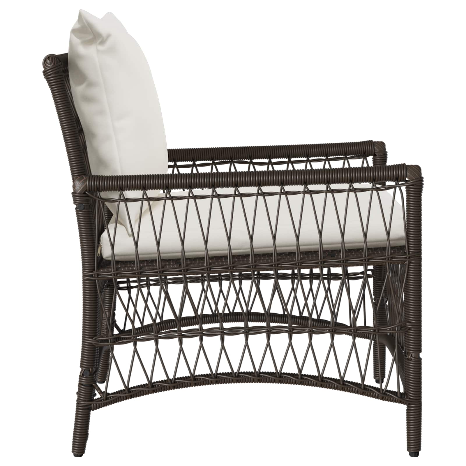Tuinstoel met kussen Bruin 73 x 61 x 77 cm poly rattan