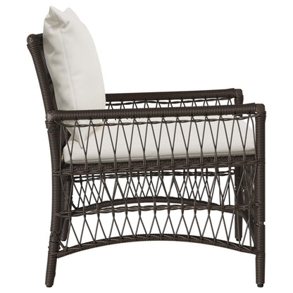 Tuinstoel met kussen Bruin 73 x 61 x 77 cm poly rattan