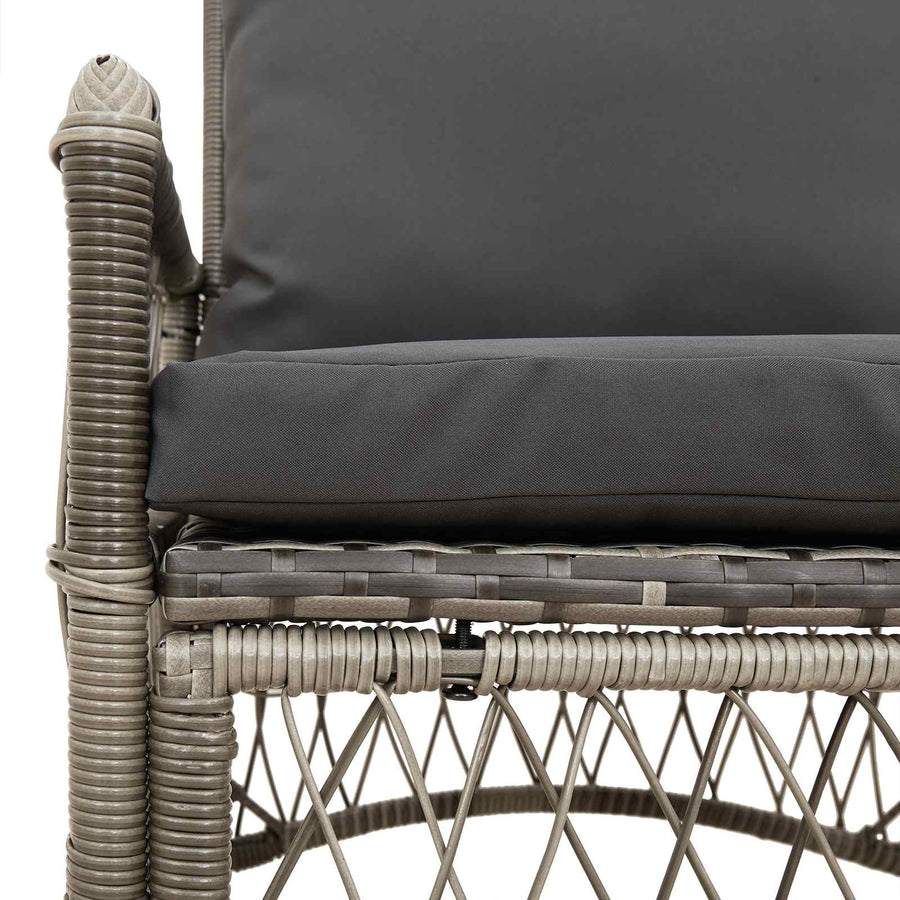 Tuinstoel met kussen Grijs 73 x 61 x 77 cm poly rattan