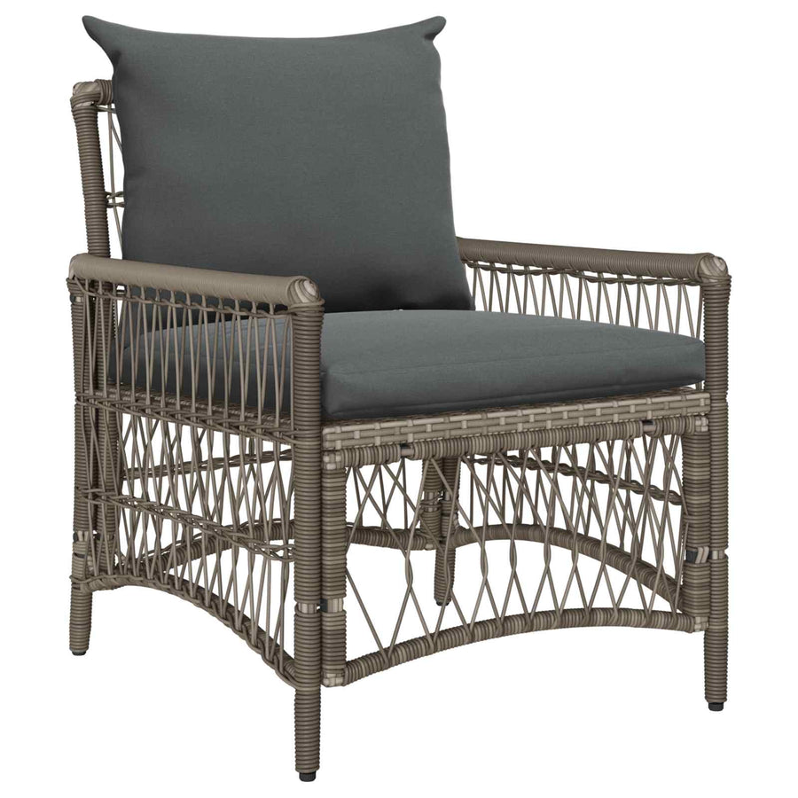 Tuinstoel met kussen Grijs 73 x 61 x 77 cm poly rattan