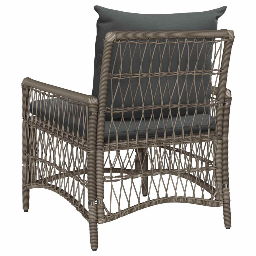 Tuinstoel met kussen Grijs 73 x 61 x 77 cm poly rattan