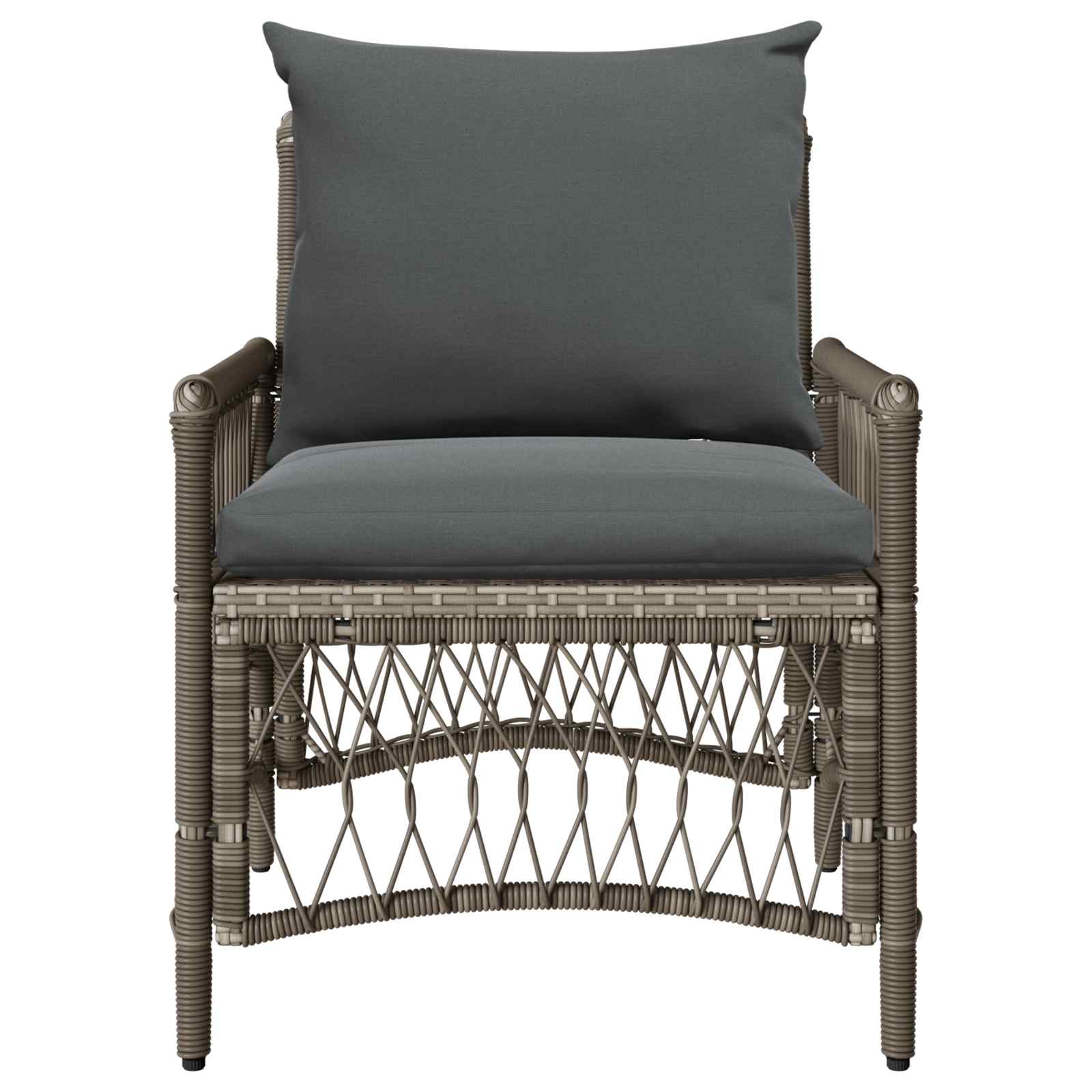 Tuinstoel met kussen Grijs 73 x 61 x 77 cm poly rattan