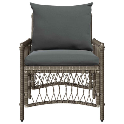 Tuinstoel met kussen Grijs 73 x 61 x 77 cm poly rattan
