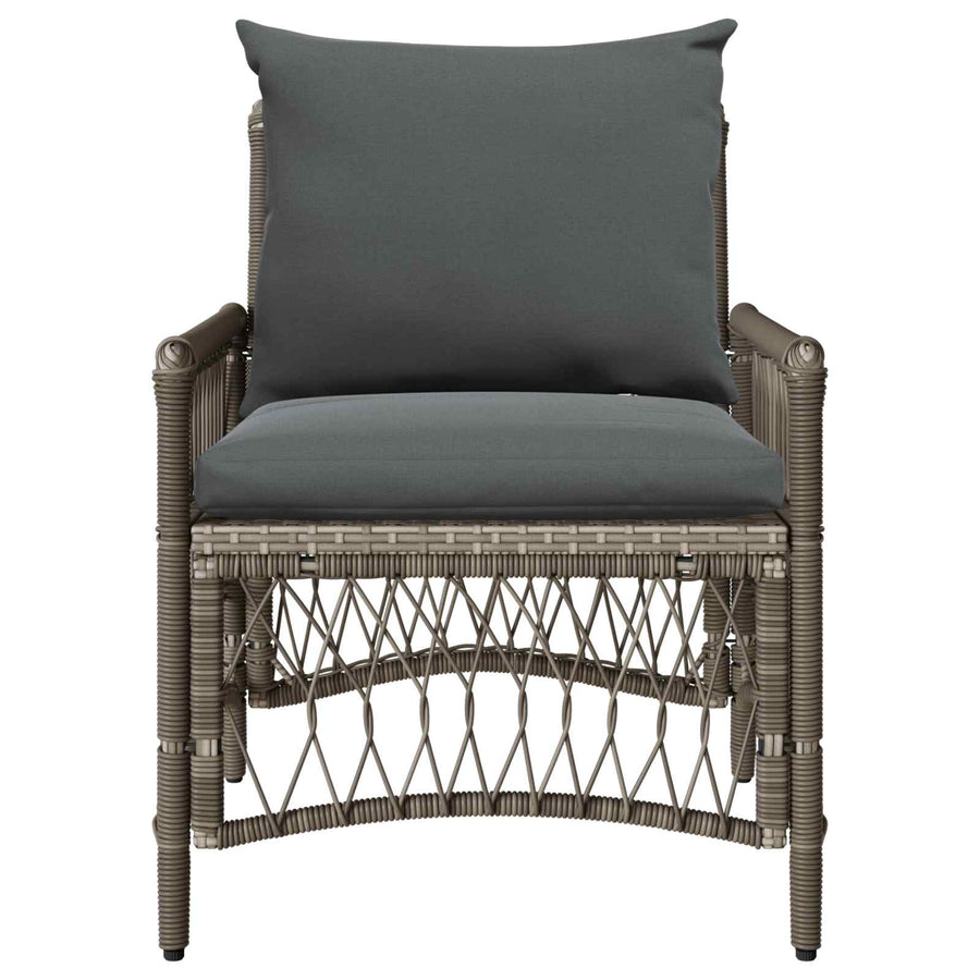 Tuinstoel met kussen Grijs 73 x 61 x 77 cm poly rattan