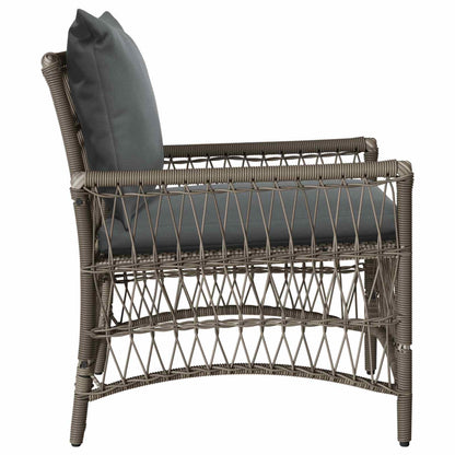 Tuinstoel met kussen Grijs 73 x 61 x 77 cm poly rattan