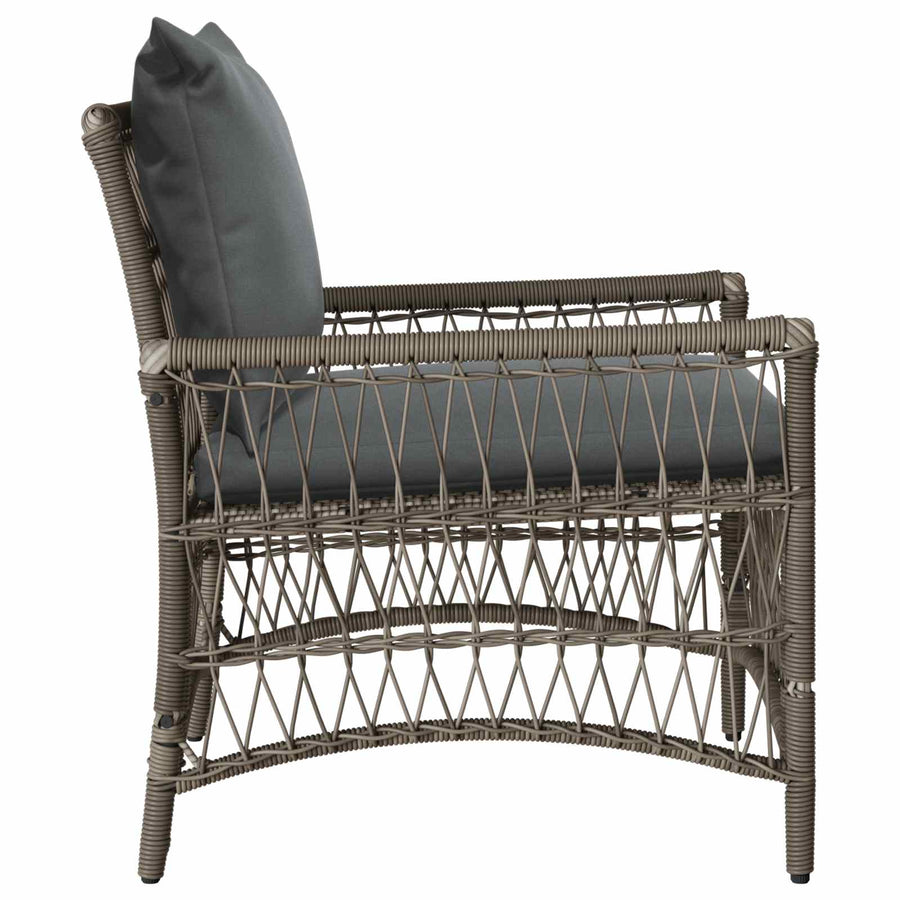 Tuinstoel met kussen Grijs 73 x 61 x 77 cm poly rattan