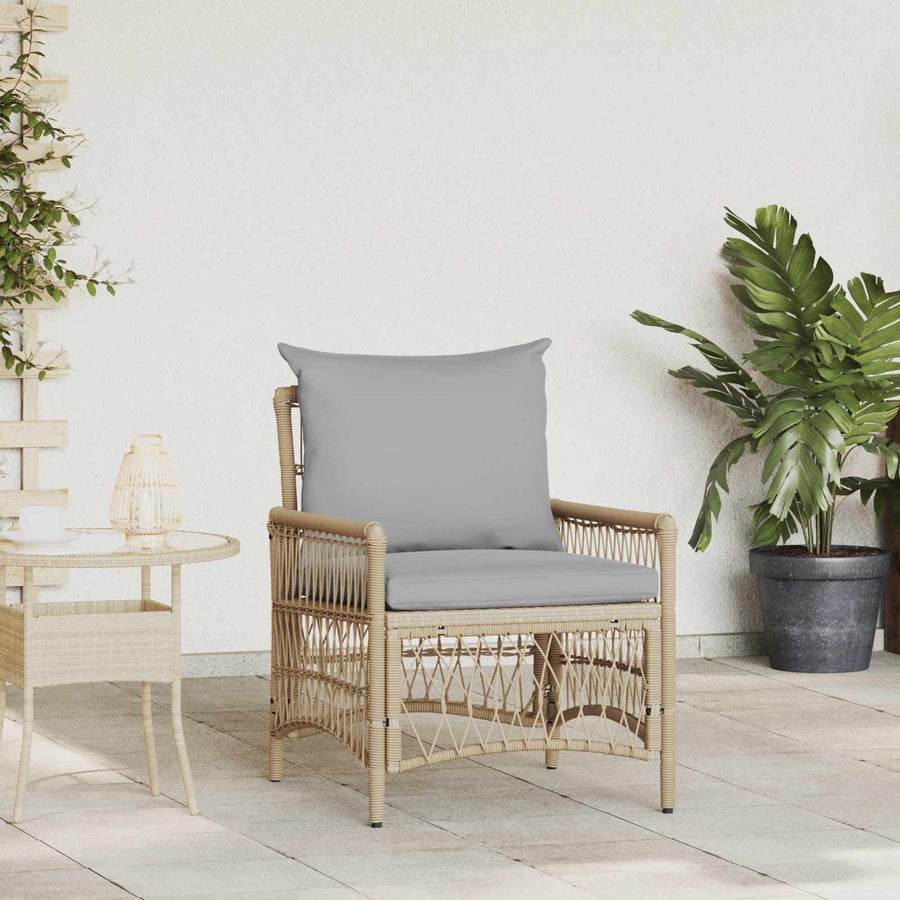 Tuinstoel met kussen Beige 73 x 61 x 77 cm poly rattan