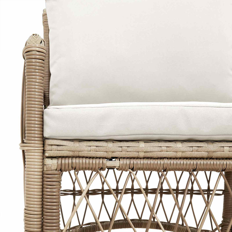 Tuinstoel Met Kussen 73 X 61 X 77 Cm Poly Rattan beige en crèmewit