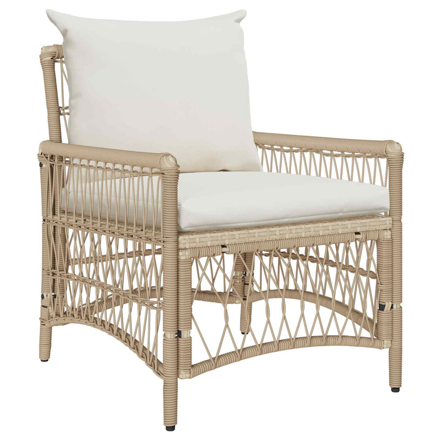 Tuinstoel Met Kussen 73 X 61 X 77 Cm Poly Rattan beige en crèmewit