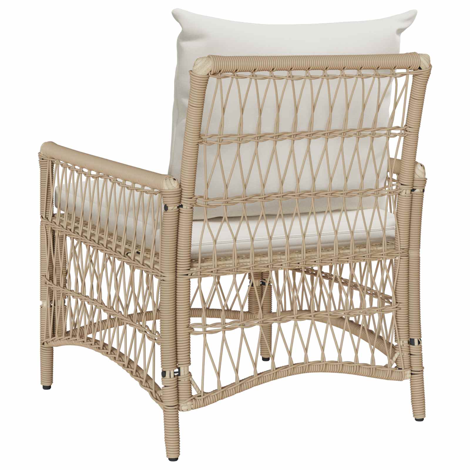 Tuinstoel Met Kussen 73 X 61 X 77 Cm Poly Rattan beige en crèmewit