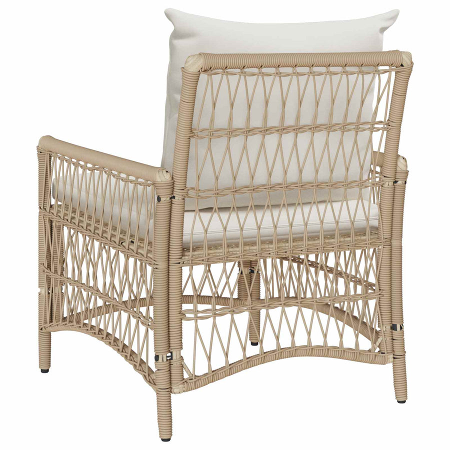 Tuinstoel Met Kussen 73 X 61 X 77 Cm Poly Rattan beige en crèmewit