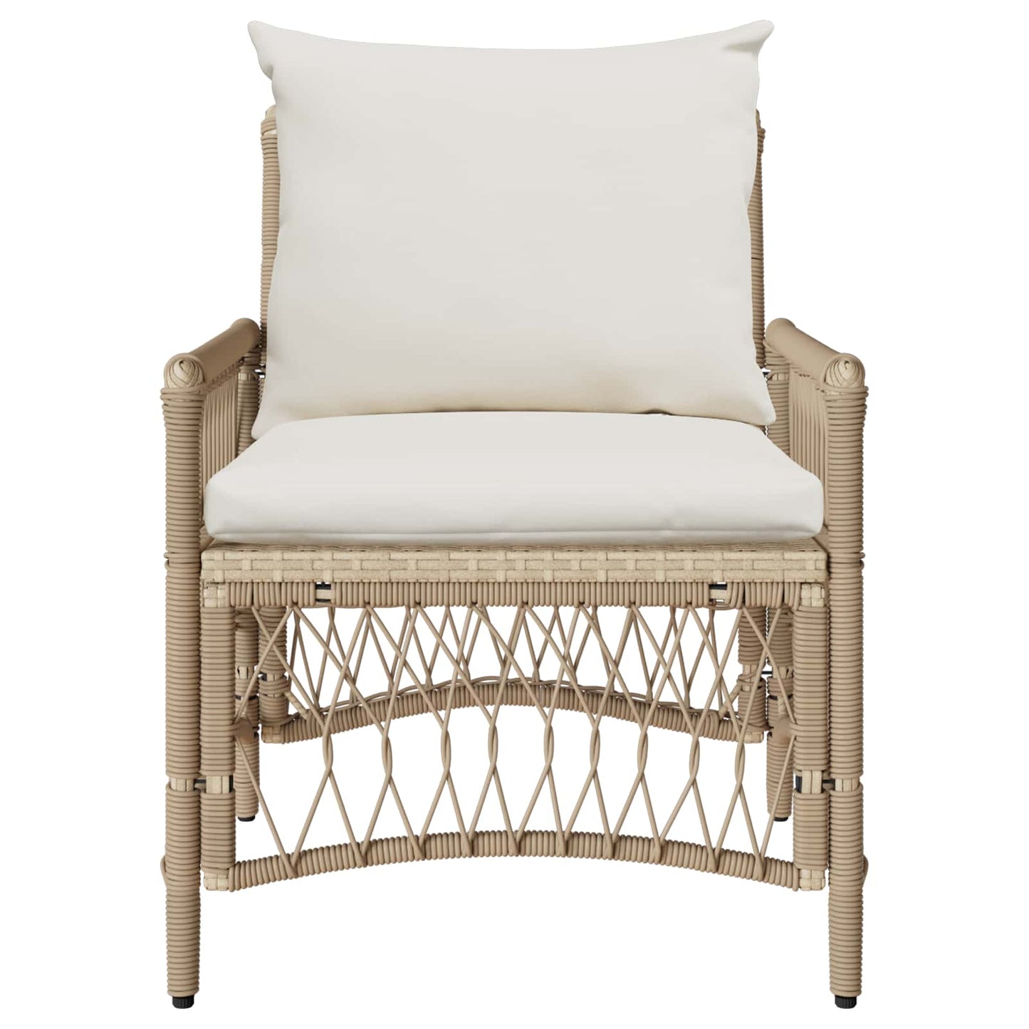 Tuinstoel Met Kussen 73 X 61 X 77 Cm Poly Rattan beige en crèmewit