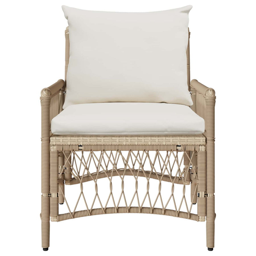 Tuinstoel Met Kussen 73 X 61 X 77 Cm Poly Rattan beige en crèmewit