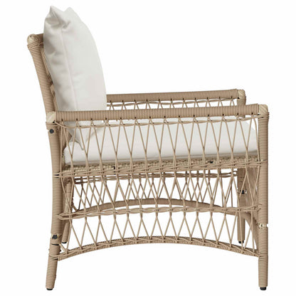 Tuinstoel Met Kussen 73 X 61 X 77 Cm Poly Rattan beige en crèmewit