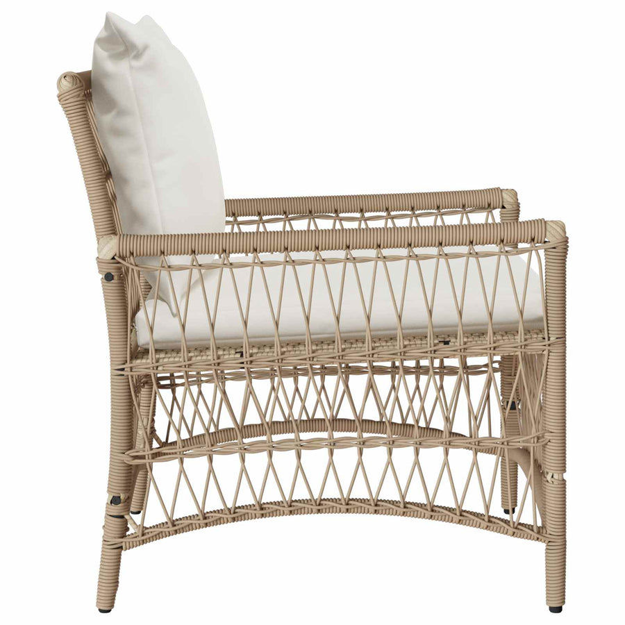Tuinstoel Met Kussen 73 X 61 X 77 Cm Poly Rattan beige en crèmewit