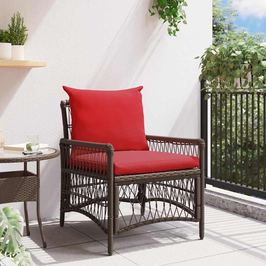 Tuinstoel met kussen Bruin 73 x 61 x 77 cm poly rattan