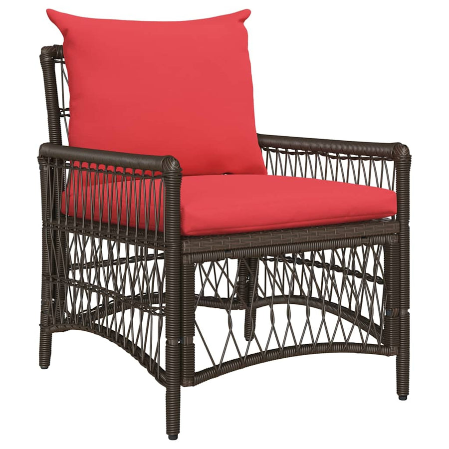 Tuinstoel met kussen Bruin 73 x 61 x 77 cm poly rattan