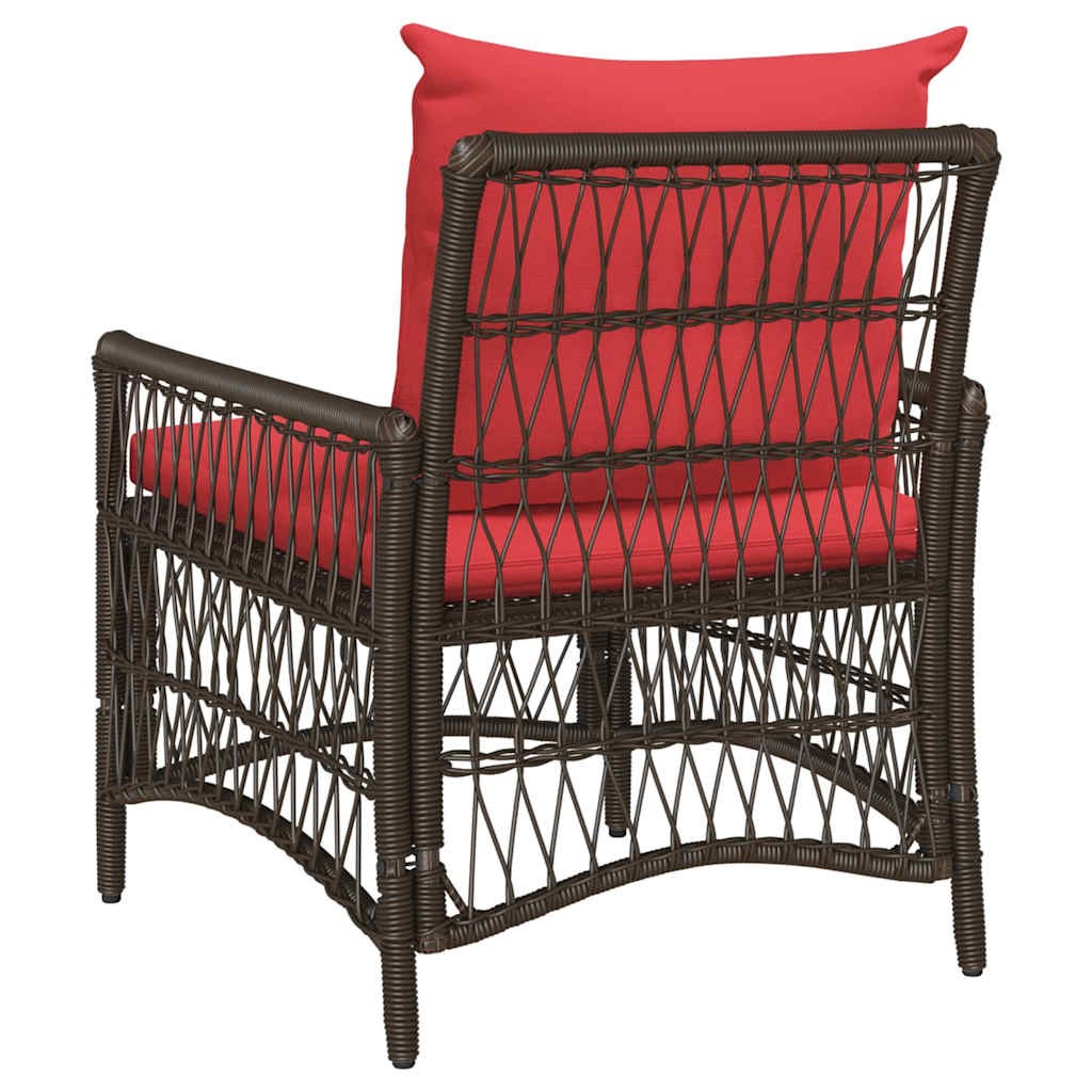 Tuinstoel met kussen Bruin 73 x 61 x 77 cm poly rattan