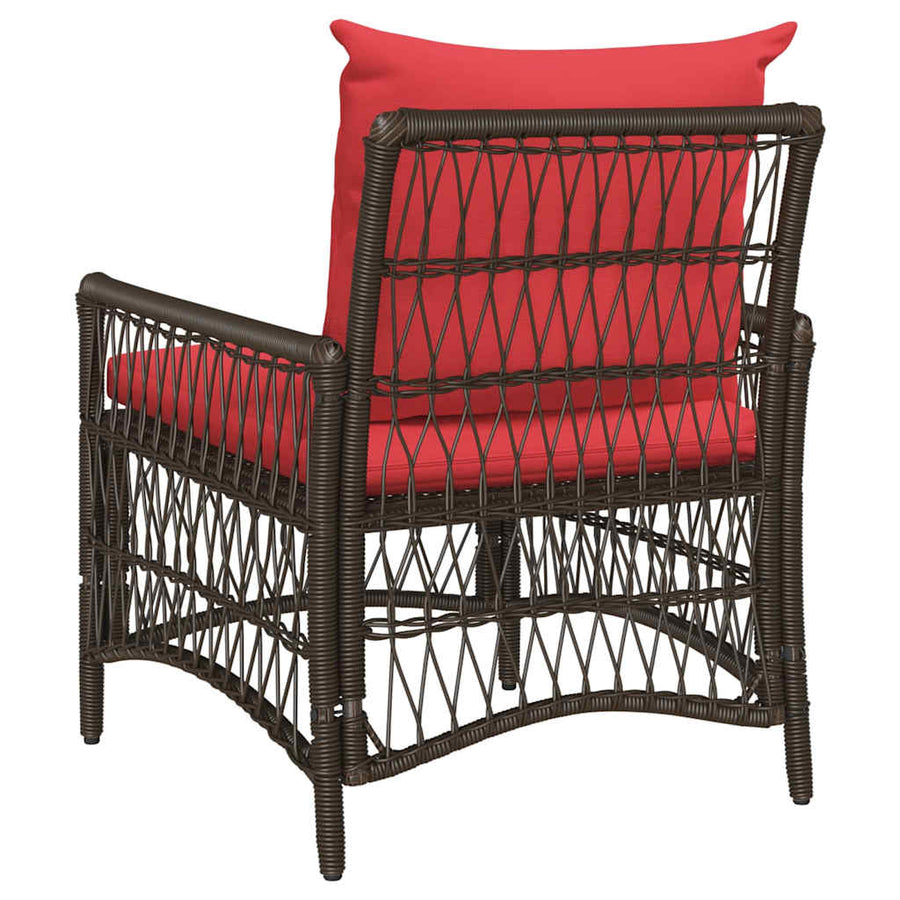 Tuinstoel met kussen Bruin 73 x 61 x 77 cm poly rattan